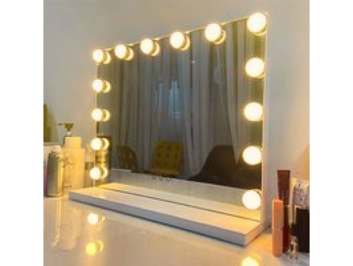 KEDIA Miroir de maquillage avec Petites ampoules 62x52cm 14 LED Éclairage Dimmable Blanc Luminosité Réglable Style Moderne