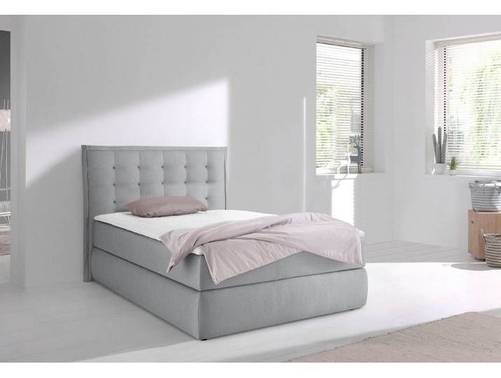 Home affaire Boxspringbett Sagres, Kopfteil mit 2farbiger Flatterbiese und zweifarbigen Knöpfen