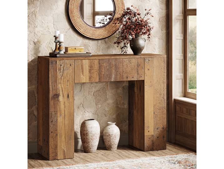 Table console Tribesigns 39'' style farmhouse, table étroite pour entrée avec tiroir, petite table d'entrée en bois pour salon