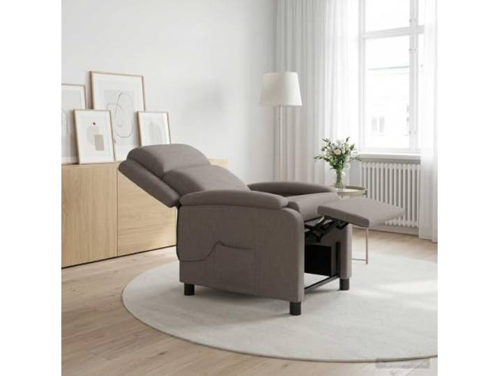 Relaxsessel Taupe Stoff Verstellbar Neigungswinkel 115°-160°,Metall-und-Holz-Gestell,100% Polyesterbezug,Arbeitszimmer