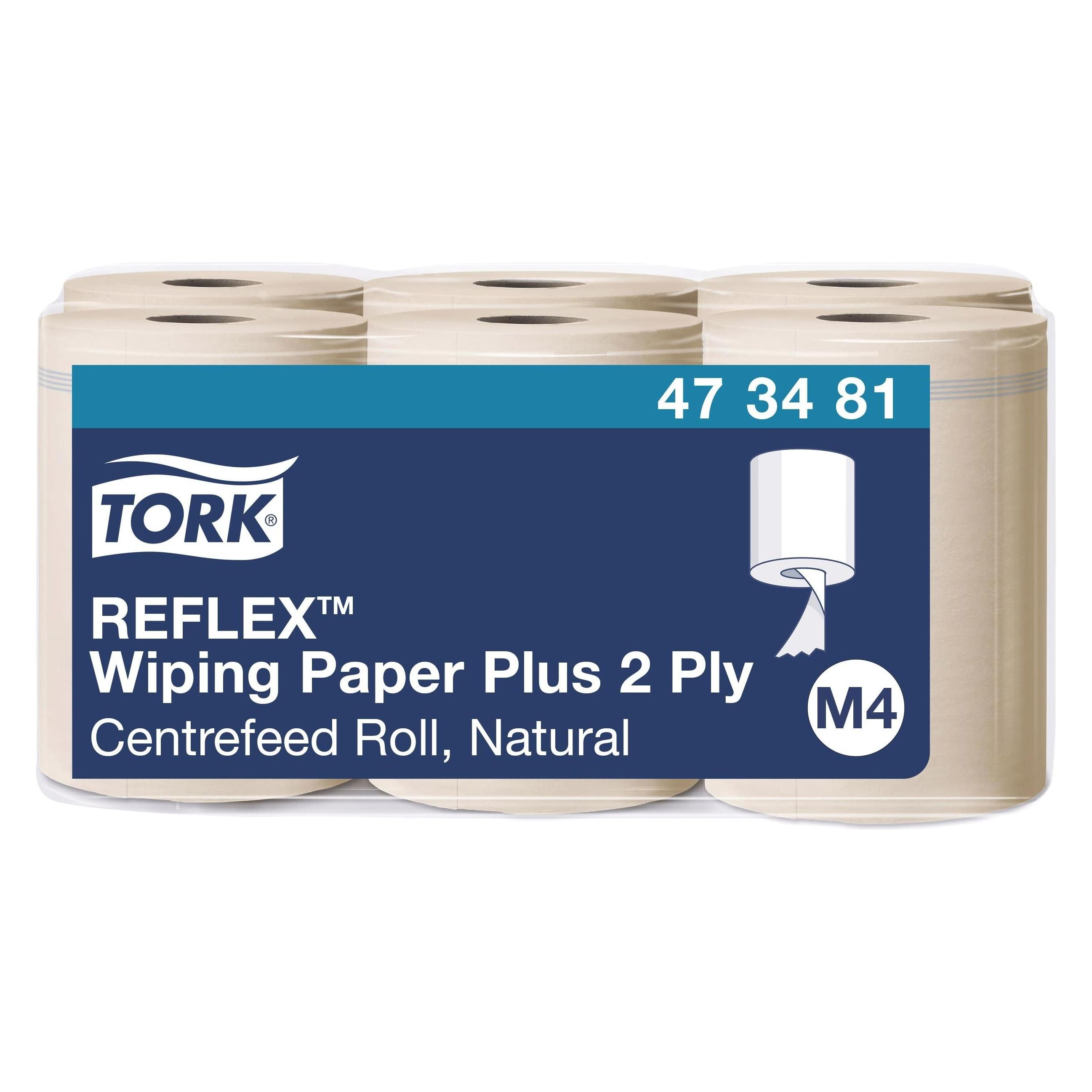 Tork Putztuchrollen Reflex Advanced M4 2-lagig natur, 429 Blätter, 6 Rollen (6x) (473481)