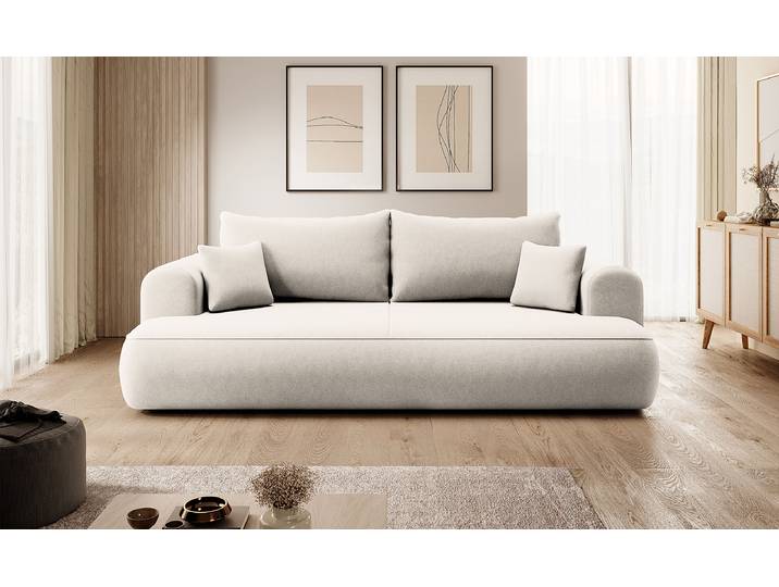 Canapé-lit Beige Velours Cassie 250 x 92 x 110cm Avec fonction couchage Moderne
