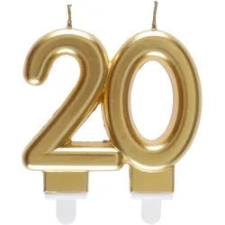 Santex, Kerzen, Kerze Zahl 20 - Gold (9cm) (1x)
