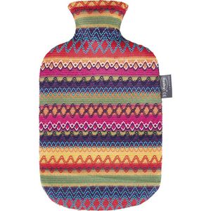 Fashy Wärmflasche Peru-Design 6757, 2 Liter, mehrfarbig, aus PVC, mit abnehmbarem Strickbezug
