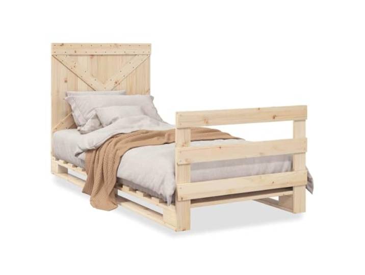 PUGYNBK Bettgestell aus massivem Kiefernholz, 90 x 200 cm Kopfteil und Fußteil, Basis mit Lamellen, robust und langlebig