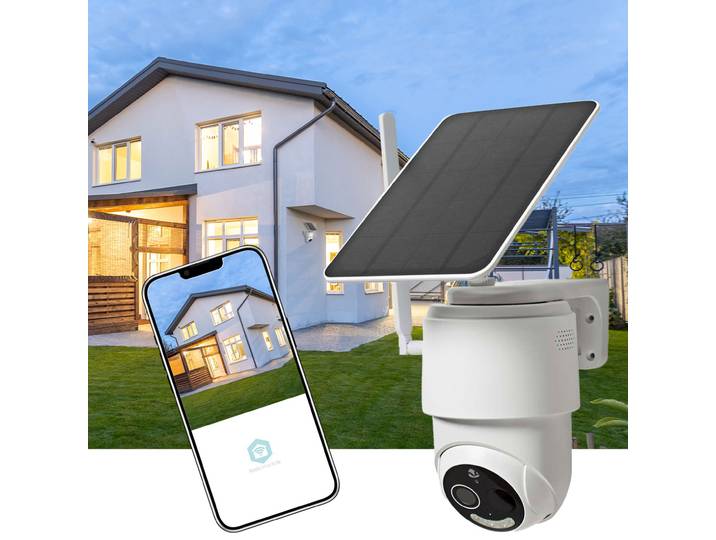 SmartLife Überwachungskamera für Innen- und Aussen, 4G / LTE, Full HD, mit Solarpanel