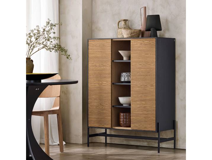 SoBuy HFSB04-SCH Buffet Armoire de cuisine Commode Armoire d'entrée Buffet Armoire à chaussures Commode de cuisine Armoire de rangement Noir LHT env. 92x119x40cm