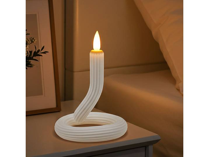 Flexible LED-Kerze mit Flackereffekt, weiss, Akkubetrieb