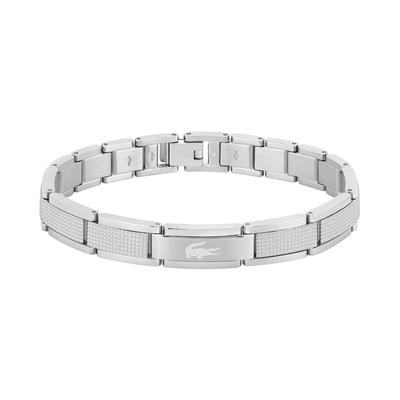 Armband LACOSTE "Schmuck Edelstahl Armschmuck Gliederarmband STENCIL", silber (edelstahlfarben), Armbänder, Herren, 20cm, Edelstahl, Armband