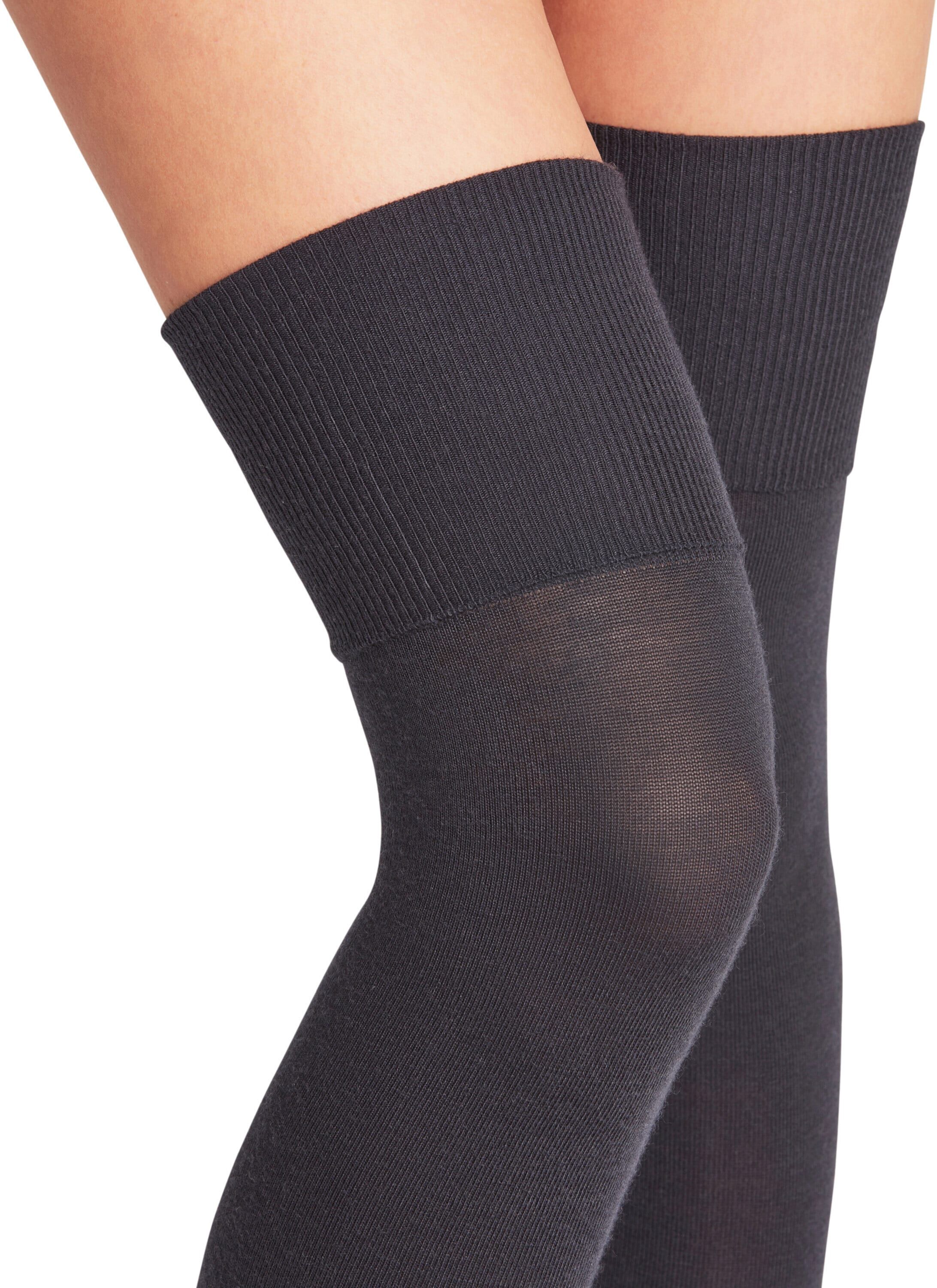 Overknees FALKE "Softmerino", Damen, Gr. 37-38, 6379, schwarz navy, Obermaterial: 55% Schurwolle, 28% Baumwolle, 15% Polyamid, 2% Elasthan, unifarben, Socken Overknees, mit Merinowolle aussen, feuchtigkeitsregulierend, atmungsaktiv 6379, schwarz navy 37-3
