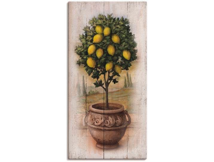 Leinwandbild ARTLAND Zitronenbaum mit Holzoptik , bunt (farbe bild(er): naturfarben), B:20cm H:40cm, Bilder, Leinwandbild, auf Holzrahmen gespannt