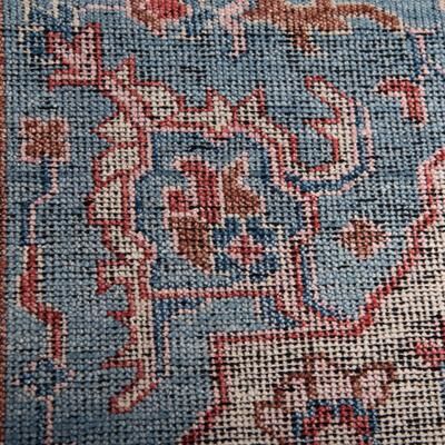 NAVATEXTURA Antique Hand-Knotted Rust/Blue Central Medallion Rug