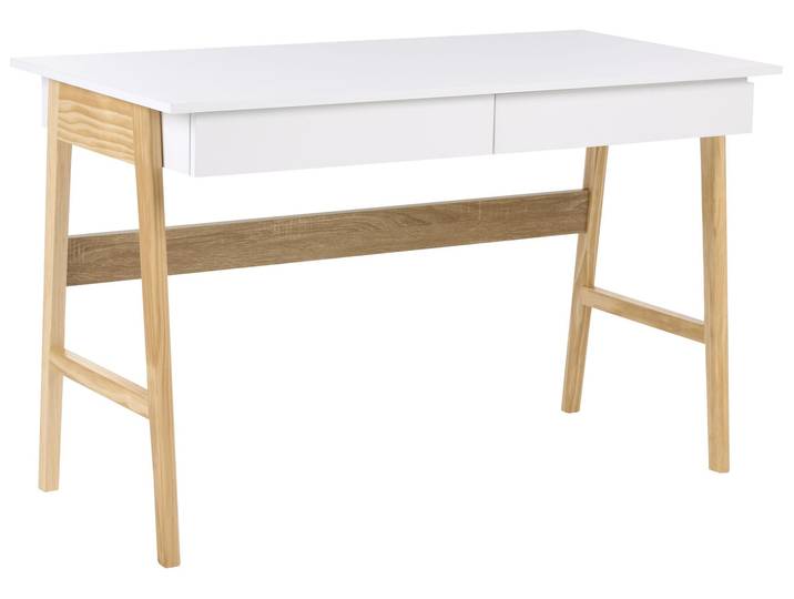 BELIANI Schreibtisch Hellbraun u. Weiß Faserplatte Rechteckig 120 x 60 cm mit Schubladen Modernes Design Minimalistisch Büro Homeoffice Bürotisch