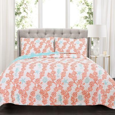 Lush Decor Dina Coral 3 Piece Quilt Set