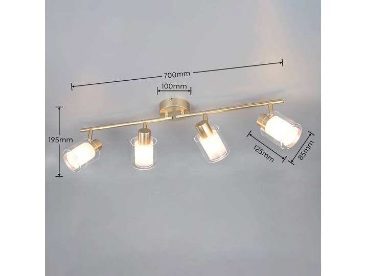 Plafondlamp Neralo, dimbaar, messing / goud, Woon-/ Eetkamer, metaal, plafondlamp