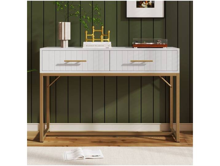 ELVORIN coiffeuse à 2 tiroirs WF318750AAW 100 x 45 x 75 cm panneaux de particules piètement métal blanc