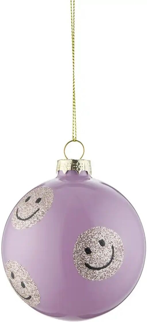 HOME STORY Weihnachtsbaumkugel Smiley   ¦ lila/violett ¦ Glas,Aluminium ¦ Maße