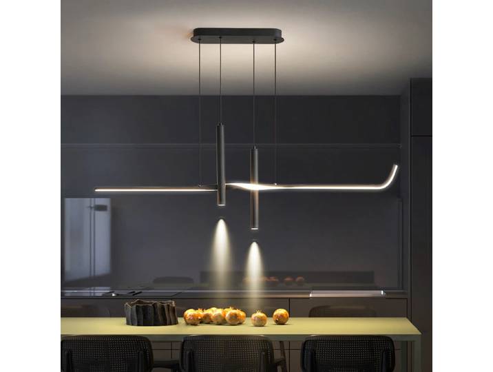 Lustres à LED à longue bande avec projecteurs, lampes suspendues modernes et simples, lampe pour salle à manger
