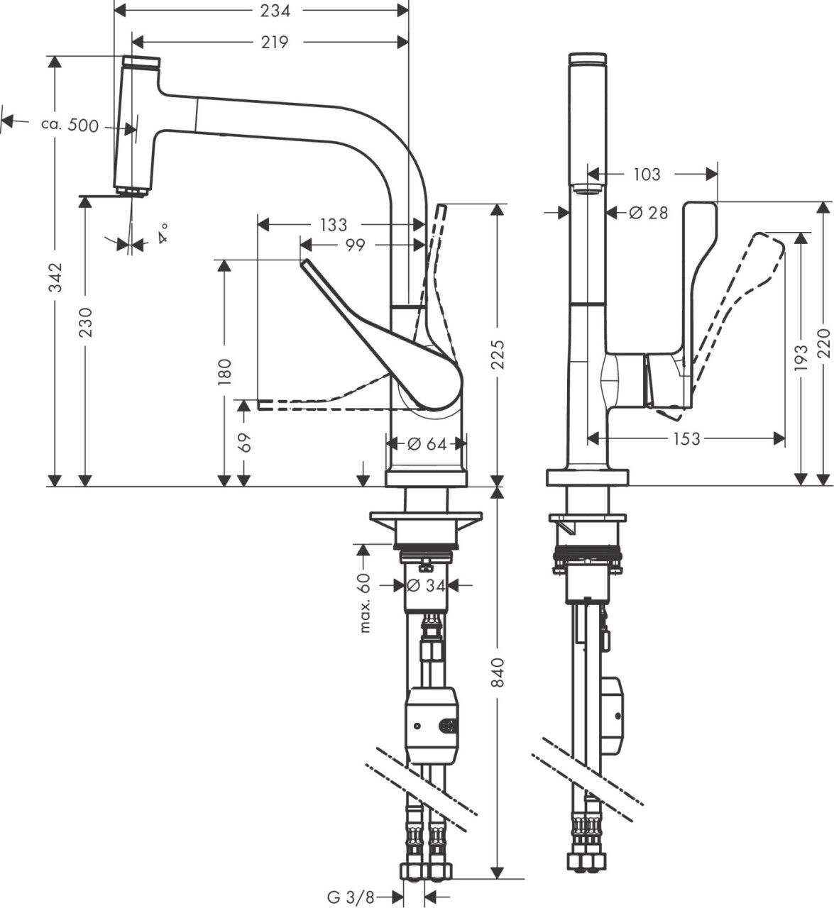 Spültischmischer Select Hansgrohe Axor Citterio 39861670