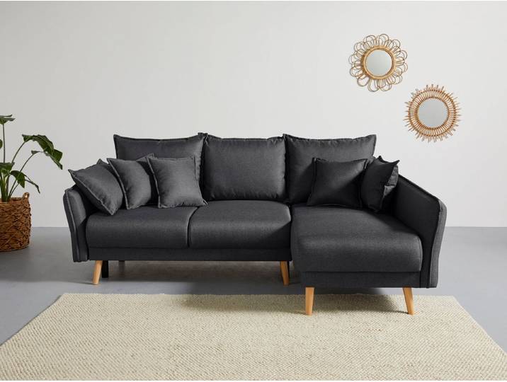 Home affaire Ecksofa Granbo L-Form, B: 240 cm, Schlaffunktion, Bettkasten, Taschen & 5 Zierkissen, Federkern