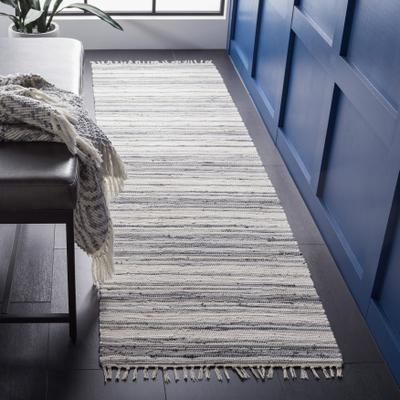 SAFAVIEH Handmade Rag Rug with Fringe Valborg Casual Stripe Cotton Rug with Fringe