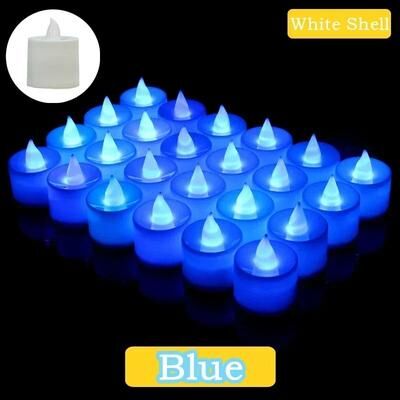 Inspired Living 50 Pack LED Flameless Tea Lights Battery Operated Color Changing LED Candles For Wedding Party And Home Decor blue 50 pack