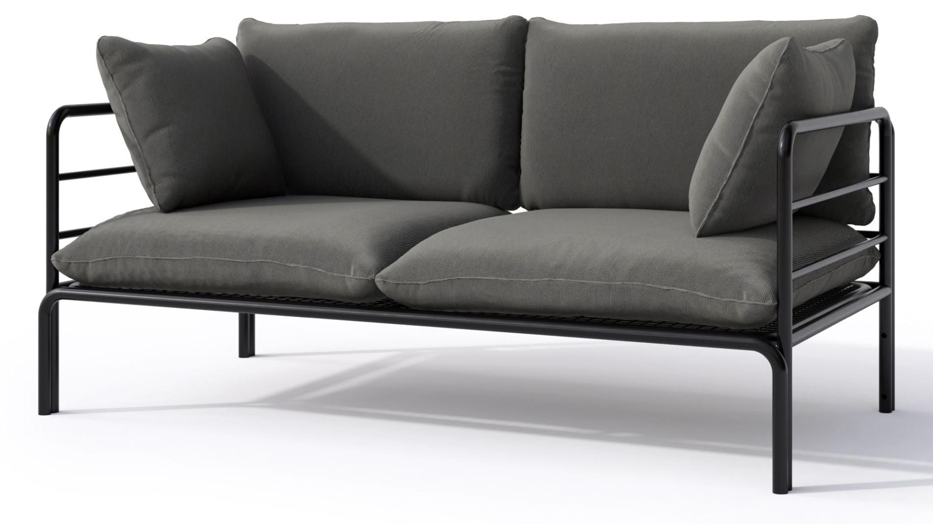 Selsey Worcully - Garten-Sofa 2-Sitzer, wasserabweisend, anthrazit/schwarzes Gestell