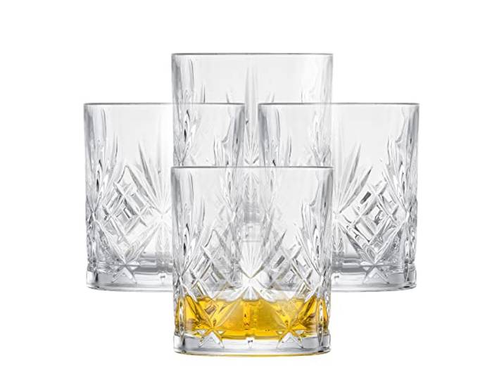 SCHOTT ZWIESEL Verres à whisky Show (set de 4)\, gracieux tumbler pour whisky avec relief\, verres en cristal lavables au lave-vaisselle (art. n° 121877)