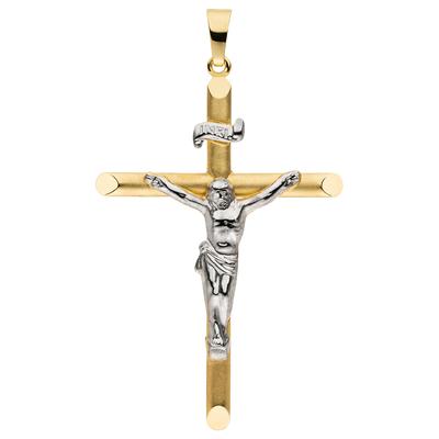 Kreuzanhänger JOBO "Kreuz Kruzifix mit Korpus und Inschrift INRI 38 mm", gold (gelbgold 333), Schmuckanhänger, Damen, Gelbgold 333, 8 Karat 333 Gold bicolor