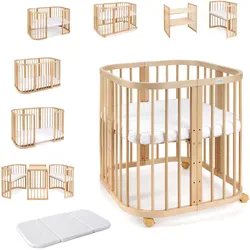 BABYBETT NATUR, 7in1 mit Matratze