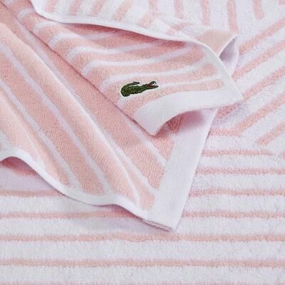 Lacoste Guethary Stripe 100% Cotton Bath Towel, Hand Towel, and Wash Cloth - Assorted Colors