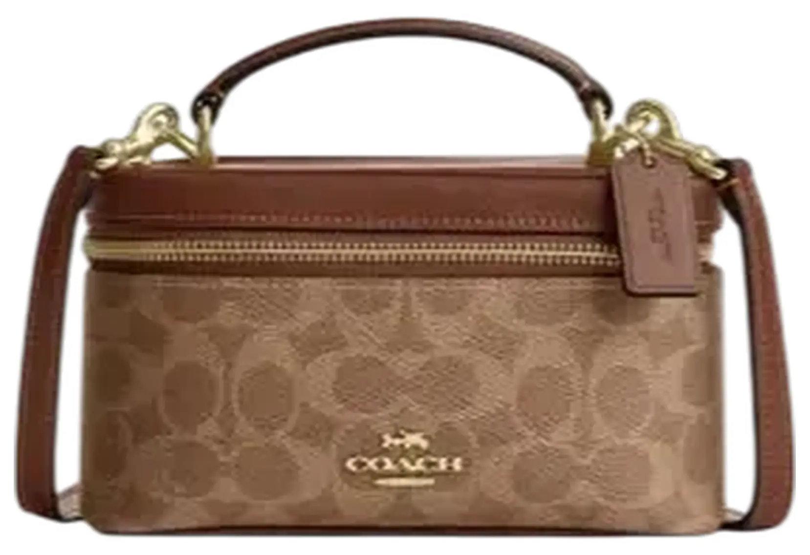 Damenhandtasche Coach Rainer Crossbody 18 In Signature Canvas, Hellbraun