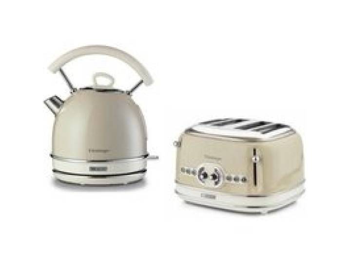 PACK ARIETE Bouilloire électrique 1 7L + Grille-pain 4 fentes 1600W BEIGE Vintage