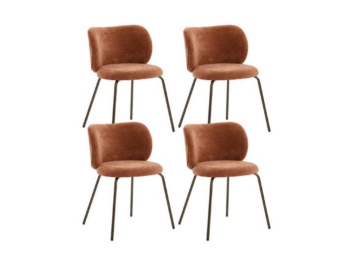 LuxusKollektion Esszimmerstuhl Esszimmerstühle Chenille Stoff Metallbeine ohne Orange 4er Set