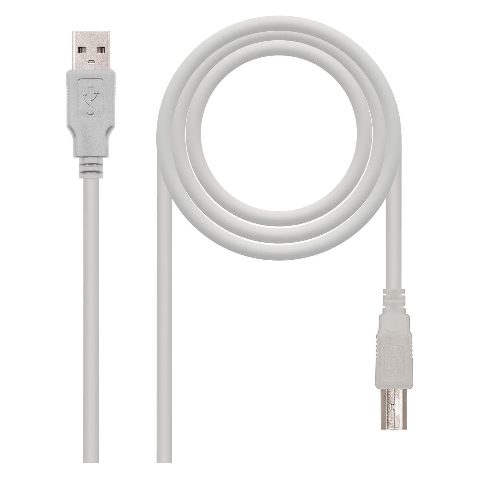 Nanocable cable usb 2.0 impresora, tipo a/m-b/m, beige, 1.0 m (1 m, USB 2.0) (10.01.0102)
