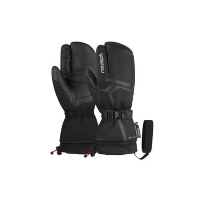 Fäustlinge REUSCH "Down Spirit Lobster", Damen, Gr. 9, silber (schwarz, silberfarben), 50% Polyester, 45% Ziegenleder, mehrfarbig, Handschuhe Fäustlinge, mit praktischen Heizkissen-Taschen