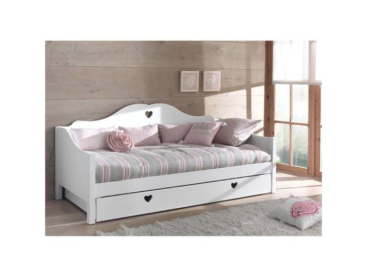 MILADY - Lit Banquette 90x200cm Blanc avec Tiroir de Lit