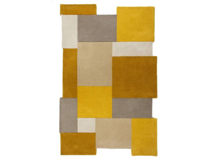 Teppich Collie Gelb, Beige, Grau, Weiss Anderes Muster Wolle 240 x 150 cm