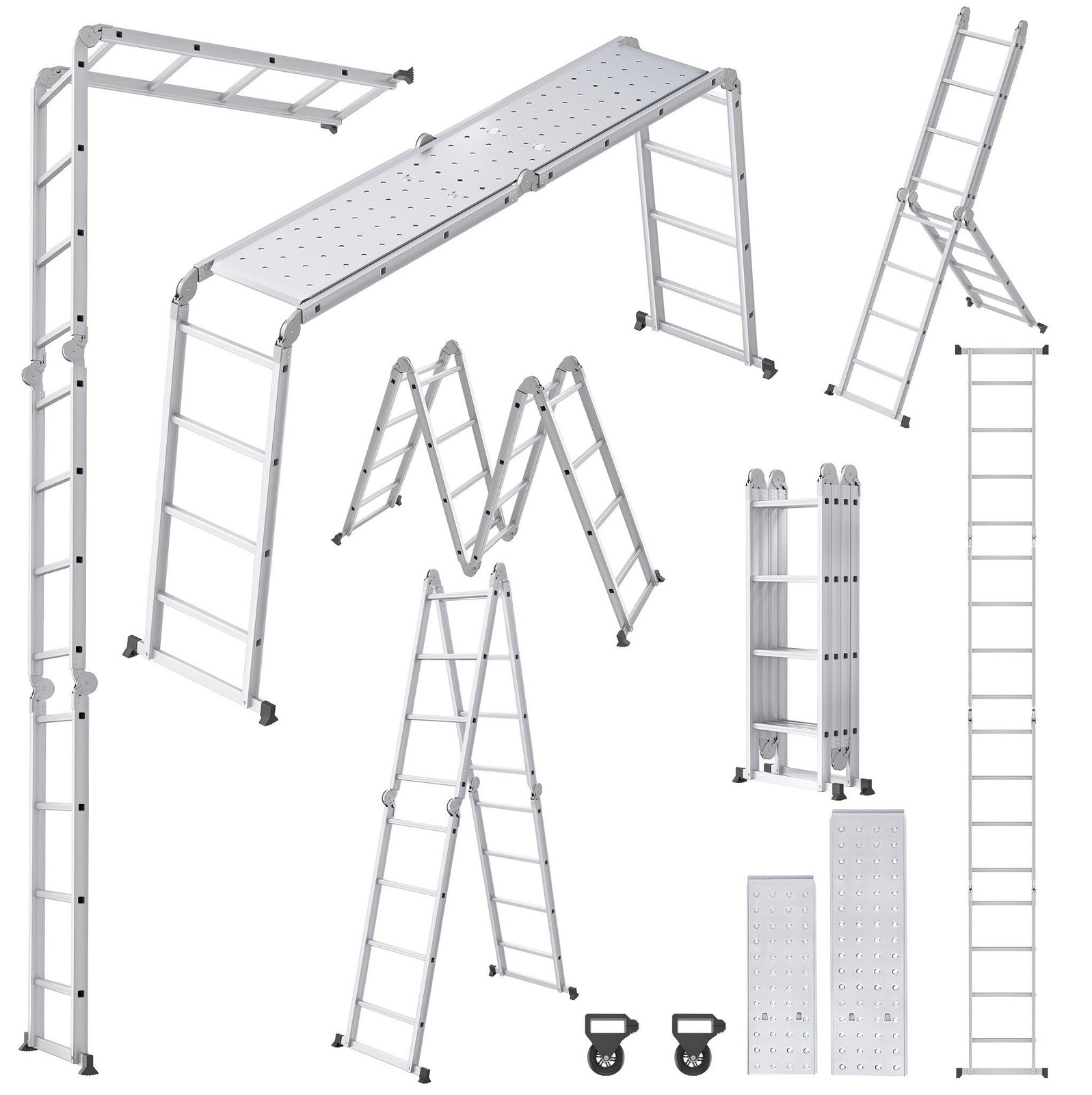 Selius Multifunctionele Aluminium Vouwladder en Werksteiger - 4,7 meter