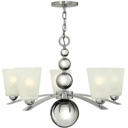 Kronleuchter Hängelampe Deckenlampe Stahl Glas Nickel D 68,6 cm Vintage-Lampe