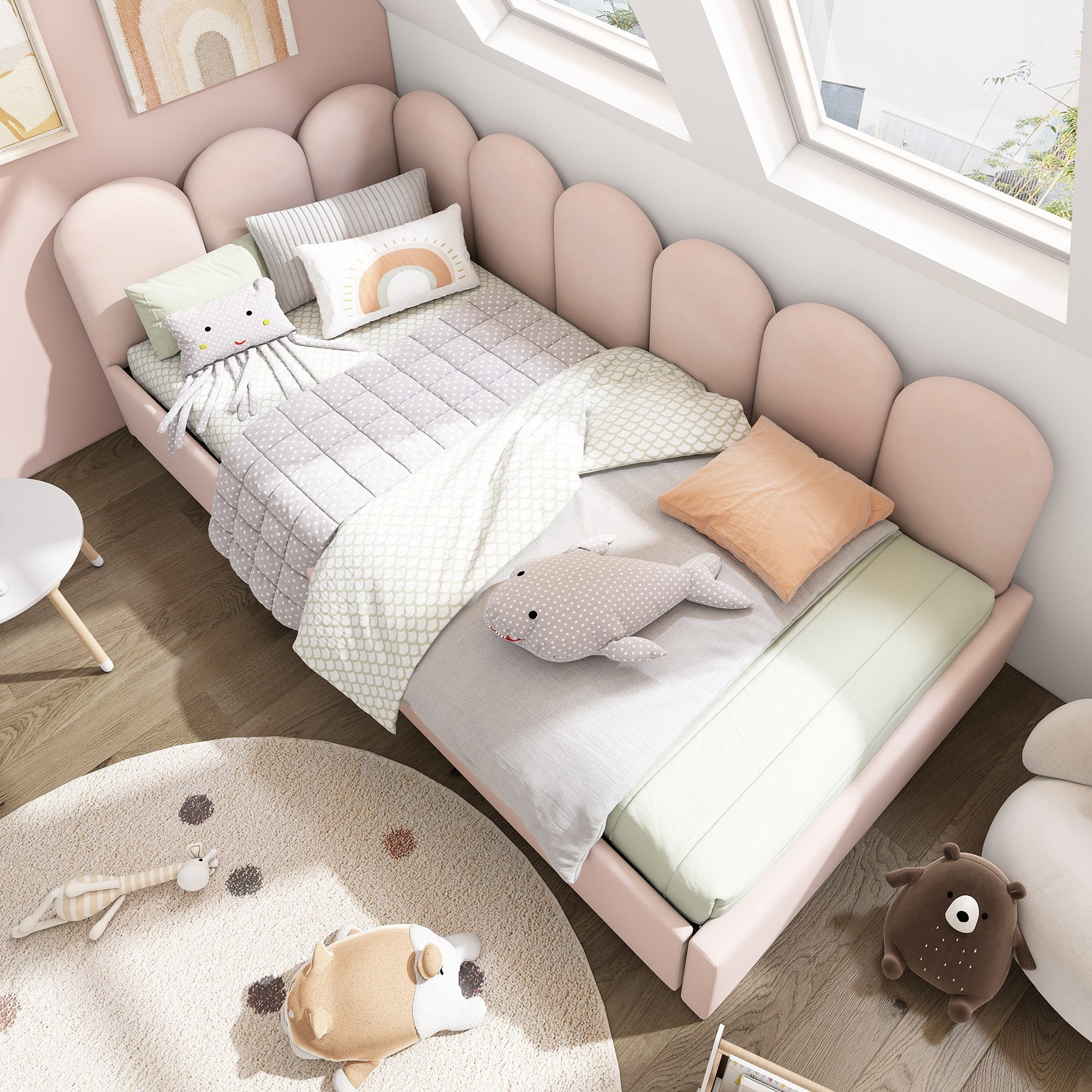 Odikalo Polsterbett Kinderbett Jugendbett Schubladen Stauraum Daybett Tagesbett 90x200cm Rosa