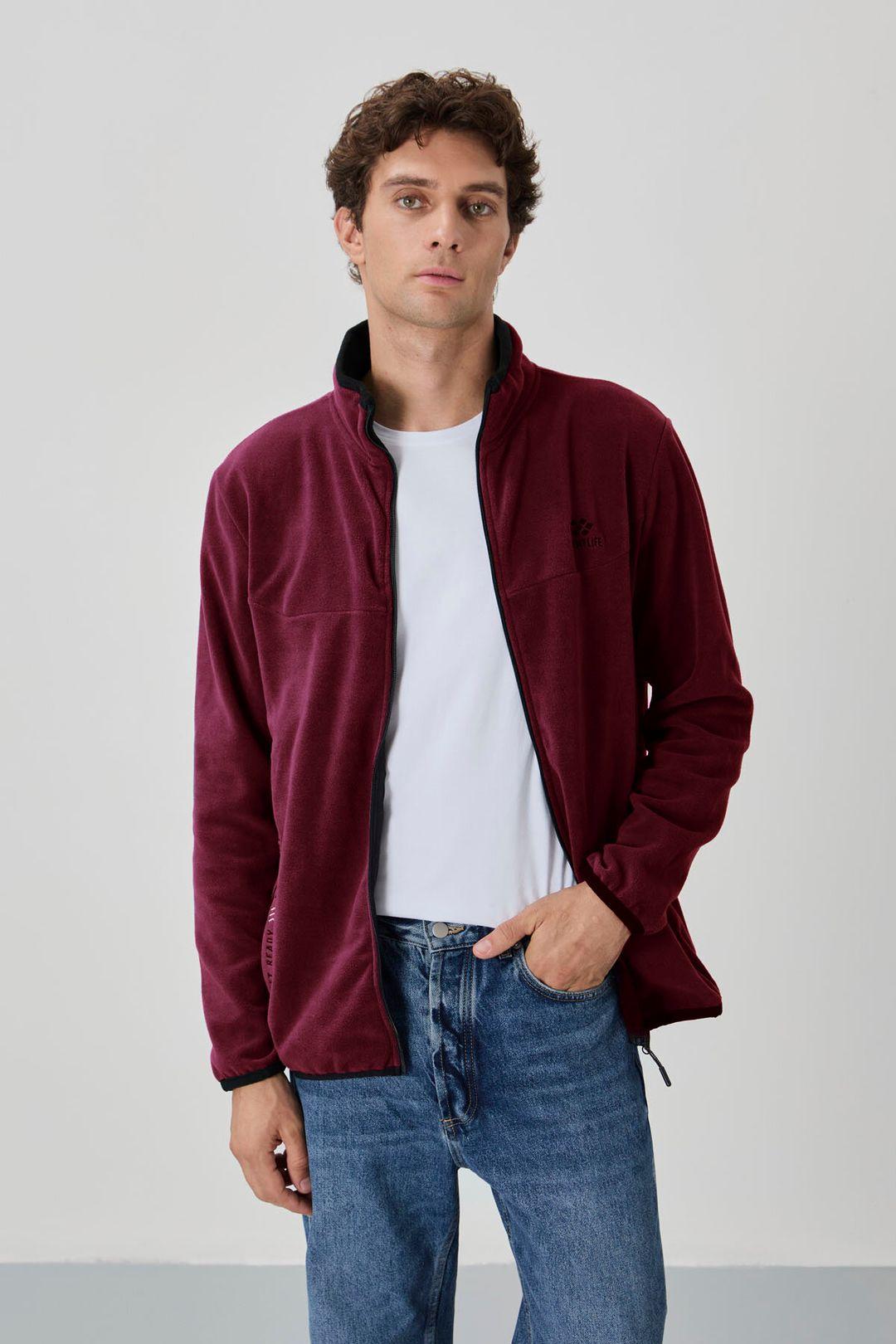 Herren Plüsch Reißverschluss Sweatshirt