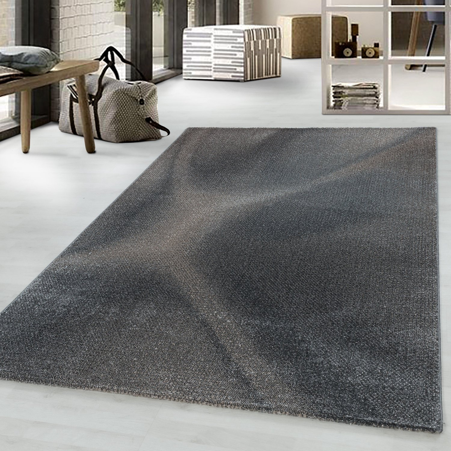 Adana Carpets Laagpolig Vloerkleed met Abstract Ontwerp, Bruin, Polypropyleen, 140 x 200 cm