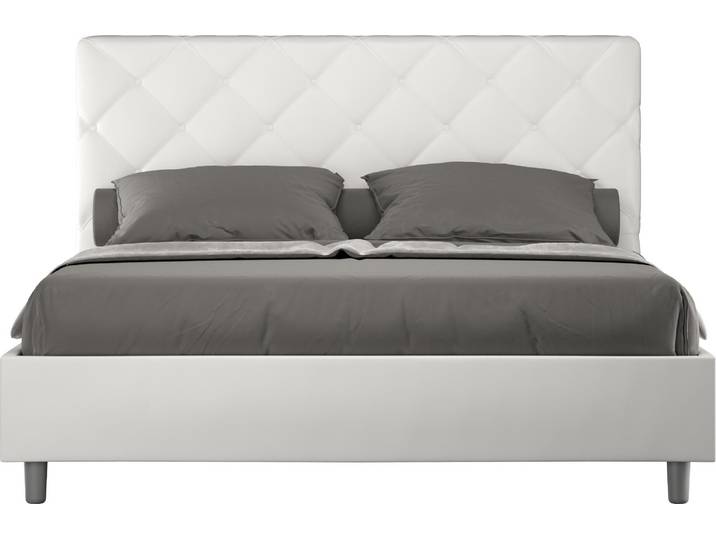 ITYHOME - Lit avec sommier rembourré 160x210 similicuir blanc Priya