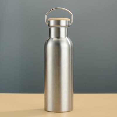 Uplifted Trends Bamboo Lid Insulated Water Bottle Stainless Steel Travel Thermos stainless Steel 750ml