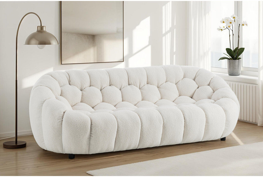 Metro Low-Profile Boucle Brosen Sofa White 3