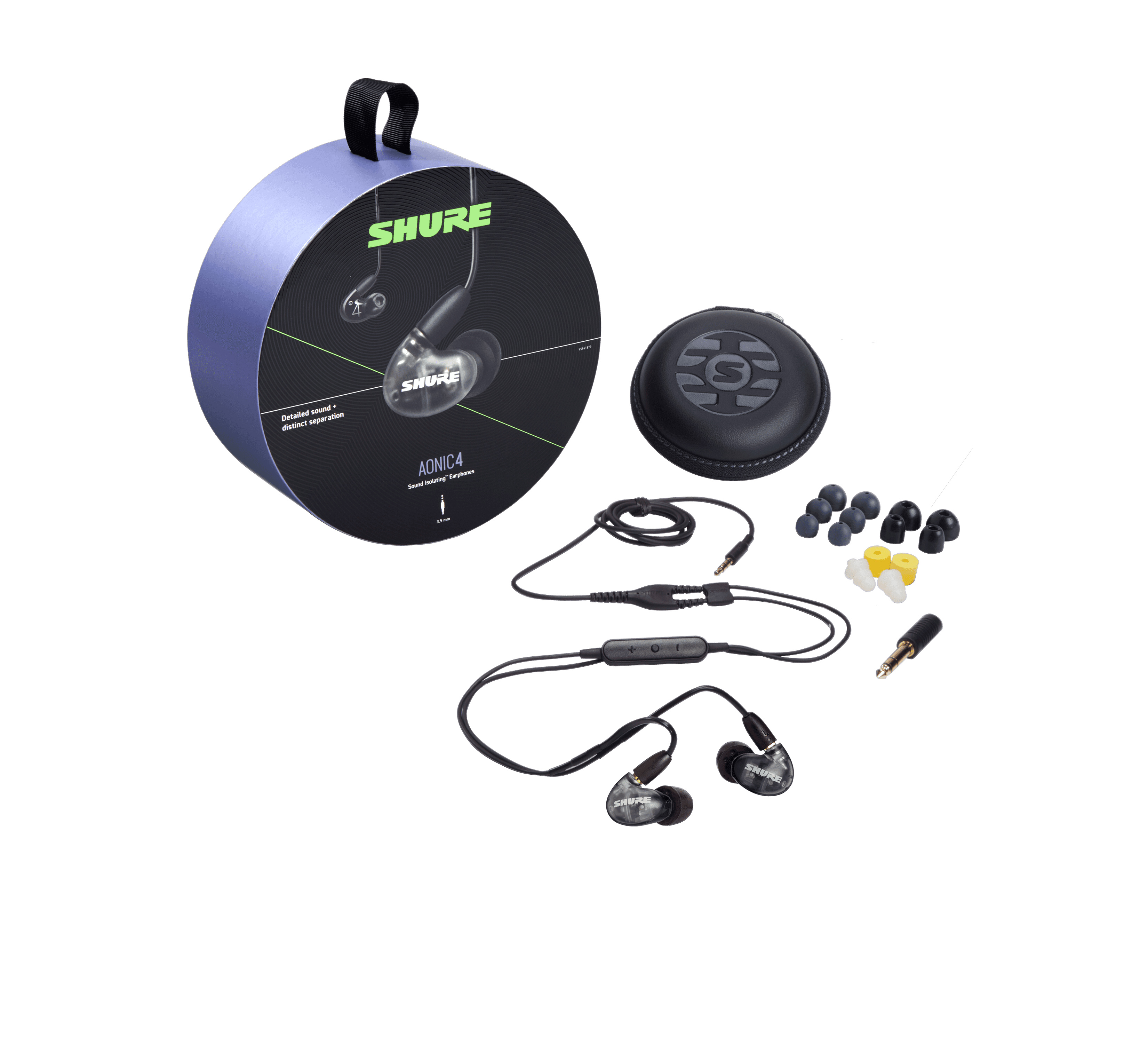 Shure AONIC 4, Kabelgebunden, Anrufe/Musik, 20 - 19000 Hz, 21,1 g, Kopfhörer, Schwarz, Grau, Durchscheinend