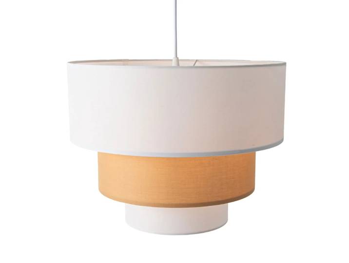 Suspension plafond textile trois niveaux blanc beige D40 cm