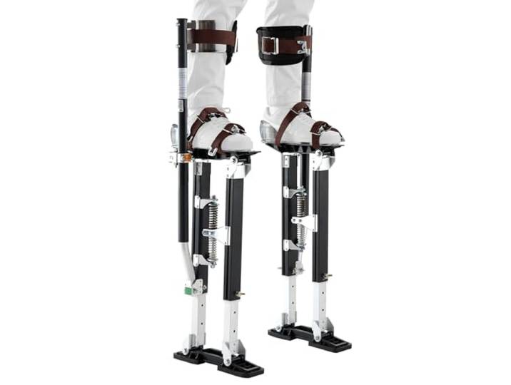 VEVOR Échasses de Plaquiste Réglables 485-790 mm\, Échasses pour Cloison Sèche et Peintre\, en Alliage d'Aluminium\, Capacité Charge 103 kg\, Pieds Antidérapants\, Double Amortissement à Ressorts\, Noir