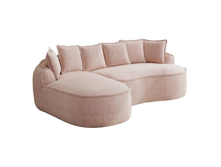 ECKSOFA chenille mit extra tiefer chaiselongue & rahmenlosem design